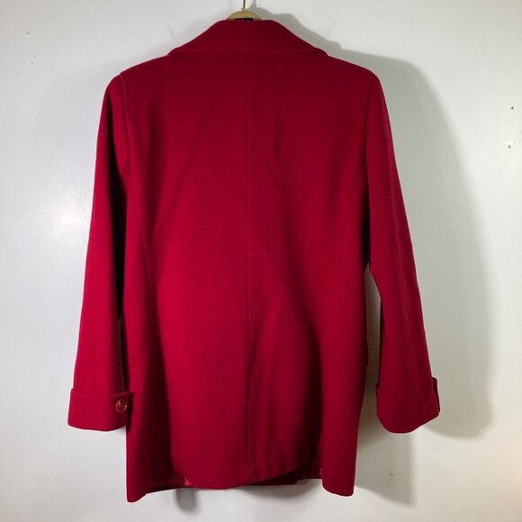 Womens Vintage Fabio Wool Pea Coat Lined Red‎ L - Picture 2 of 8
